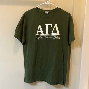 Alpha gamma delta green screen printed tee